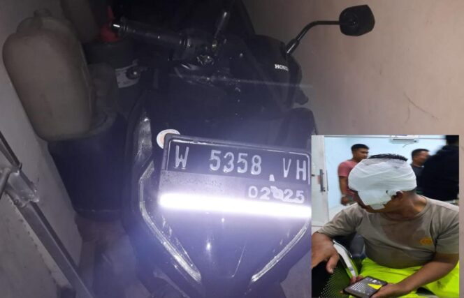 
					Terjerembab Jalan Berlubang di Porong, Polisi ini Harus Dijahit