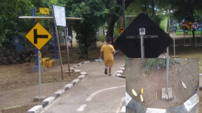 
					Belum Genap 4 Bulan, Taman Lalu Lintas di Maramis Sudah Rusak
