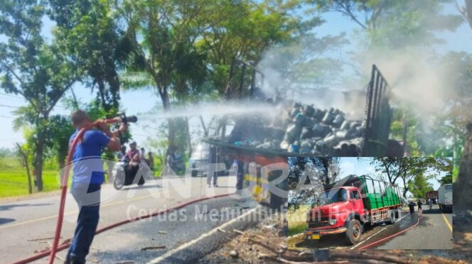 
					Truk Ekspedisi Muat Tiner Terbakar di Jalur Pantura