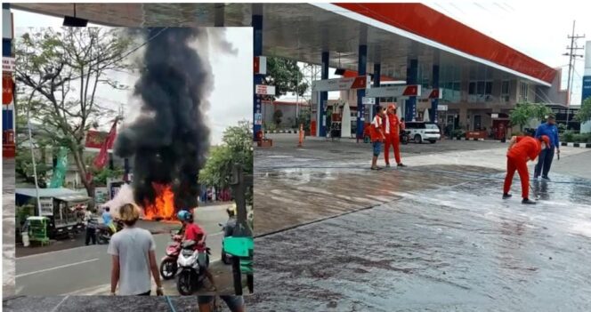 
					Diduga Selang BBM Bocor, Motor Warga Terbakar di SPBU