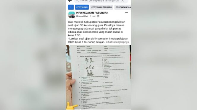
					Soal Ujian SD Kelas 1 di Pasuruan Dinilai Tak Pantas