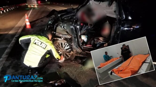 
					RINGSEK: Polisi memeriksa mobil yang diduga ditumpangi oleh Drummer DEBU, Daood Abdullah Al Daood, pasca alami kecelakaan di Tol Paspro. (foto: istimewa)