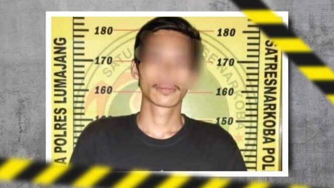 
					PENGEDAR: Tersangka pengedar pil koplo, DYP, pasca ditangkap polisi. (foto: Humas Polres Lumajang)