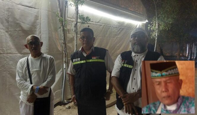 
					HILANG: Proses pencarian jamaah haji hilang oleh petugas haji. Jemaah haji yang hilang Niron Sunar (insert)
