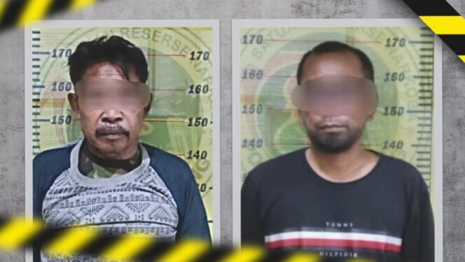 
					DITAHAN: Dua pengedar sabu asal Lumajang yang berhasil diringkus Ditresnarkoba Polda Jatim. (foto: Asmadi)