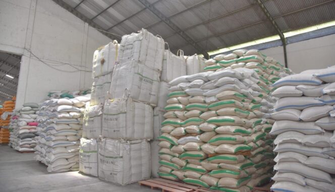 
					AMAN: Stok beras di Bulog Lumajang cukup tersedia. 