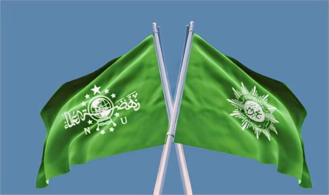 
					ILUSTRASI: Bendera Muhammadiyah dan NU (Foto: Istimewa).
