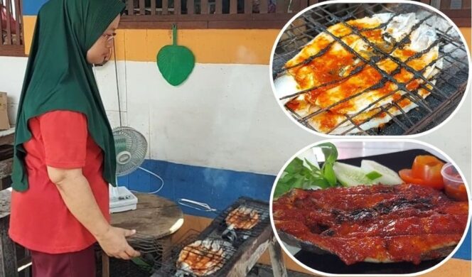 
					MENU FAVORIT: Nur Hayati, sedang membakar Bandeng Jelak pesanan konsumen. Insert: Bandeng Jelak bakar rasa madu. (foto: Moh. Rois).