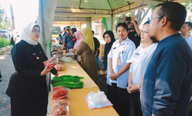 
					PANTAU: Pj. Bupati Lumajang meninjau Gelar Pangan Murah (GPM) di Kawasan Wonorejo Terpadu, Rabu (12/06/2024). (foto: Asmadi).