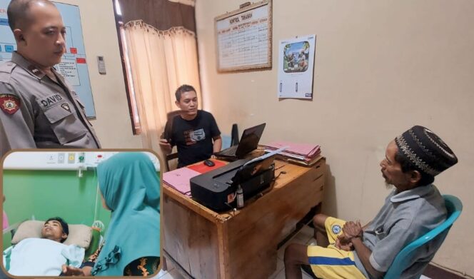 
					CEMBURU: Pelaku saat dimintai keterangan di Polsek Bantaran. Insert: Korban menjalani perawatan di RSUD Ar - Rozy Kota Probolinggo. (istimewa)