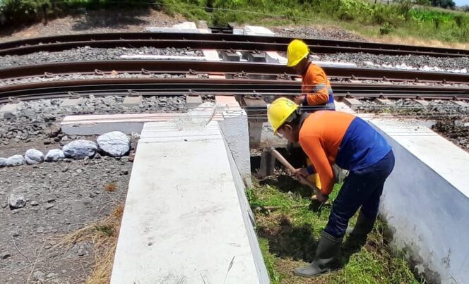 
					Petugas KAI Daop 9 Jember melakukan normalisasi drainase di petak Stasiun Grati - Stasiun Bayeman (Foto: Istimewa)