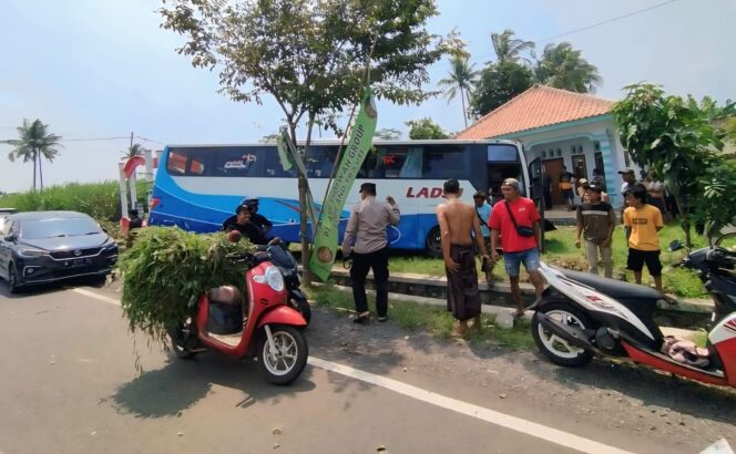 
					Bus yang mengalami kecelakaan  di ruas jalan nasional Kecamatan Kedungjajang, Kabupaten Lumajang.
