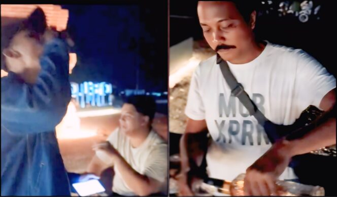 
					Tangkapan layar video saat beberapa orang pria tengah pesta miras di kawasan Stadion Gelora Merdeka Kraksaan Probolinggo. 
