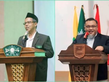 Ketua PCNU Kota Kraksaan, H. Ahmad Muzammil (kanan) dan Ketua Pengurus Daerah (PD) Muhammadiyah Kab. Probolinggo, Sigit Prasetyo. (foto: Ali Ya'lu).
