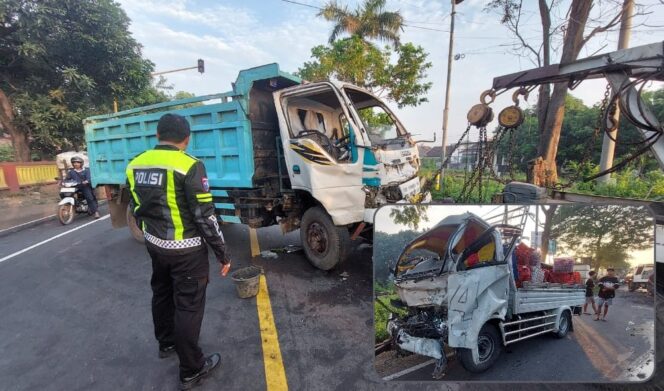 
					KECELAKAAN: Kedua kendaraan yang terlibat kecelakaan di jalur pantura Banjarsari, Probolinggo, dipindah dari lokasi kejadian. (foto: Hafiz Rozani)
