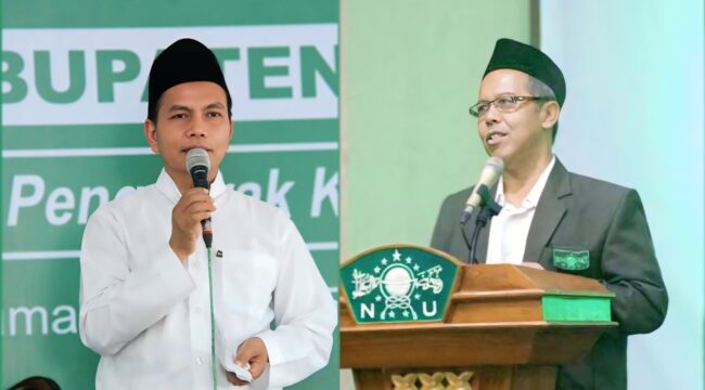 Ketua PCNU Kabupaten Probolinggo. Ky. Abdul Hamid dan Ketua PCNU Kota Kraksaan H. Ahmad Muzammil. (foto: Ali Ya'lu).
