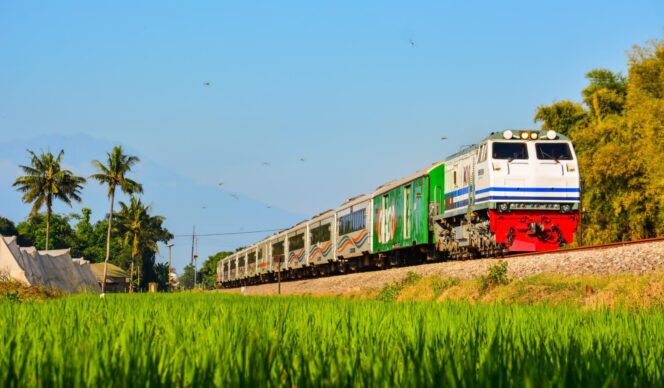 
					AMAN: KA Pandanwangi tujuan Ketapang - Gambir, saat melintas di wilayah Daop 9 Jember. (Foto: Komunitas Railfans Daop 9 Jember).