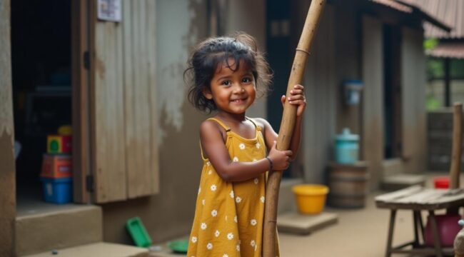 Ilustrasi anak perempuan penderita stunting.
