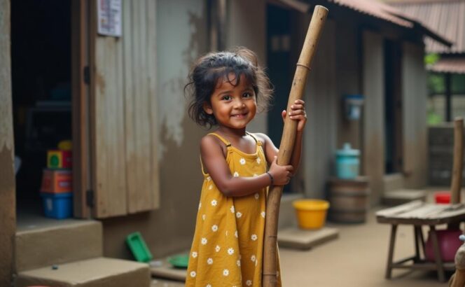 
					Ilustrasi anak perempuan penderita stunting.
