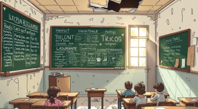 Ilustrasi Sekolah rusak.