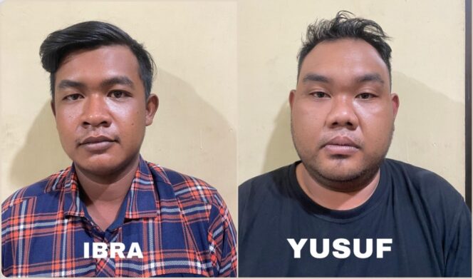 
					DITANGKAP: Dua pria pelaku pembacokan dan penganiyayaan di di Kos Mayangan, Kota Probolinggo, yang ditangkap polisi. (Fofo: Hafiz Rozani)