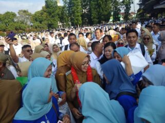 Apel pagi yang di ikuti oleh 4.273 di Alun-alun Lumajang (Foto: Asmadi).
