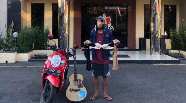Tersangka saat diamankan dan tangkapan layar rekaman CCTV 
