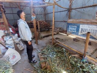 RAIB: Warga berada di kandang 3 ekor sapi yang raib digondol maling di Jalan Progo, Kelurahan Kareng Lor, Kecamatan Kedepok, Kota Probolinggo. (foto: Hafiz Rozani).