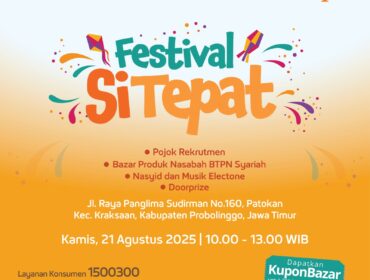 Fliyer Festival Si Tepat yang akan berlangsung di Kota Kraksaan, Kabupaten Probolinggo. 