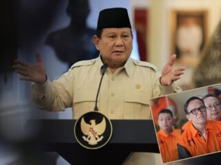 TEGAS: Presiden RI, Prabowo Subianto mencopot Immanuel Ebenezer (insert) dari jabatannya sebagai Wakil Menteri Ketenagakerjaan (Wamenaker) pasca ditetapkan sebagai tersangka oleh KPK. (Foto: Istimewa).
