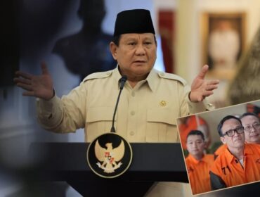 TEGAS: Presiden RI, Prabowo Subianto mencopot Immanuel Ebenezer (insert) dari jabatannya sebagai Wakil Menteri Ketenagakerjaan (Wamenaker) pasca ditetapkan sebagai tersangka oleh KPK. (Foto: Istimewa).
