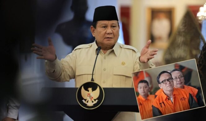 
					TEGAS: Presiden RI, Prabowo Subianto mencopot Immanuel Ebenezer (insert) dari jabatannya sebagai Wakil Menteri Ketenagakerjaan (Wamenaker) pasca ditetapkan sebagai tersangka oleh KPK. (Foto: Istimewa).
