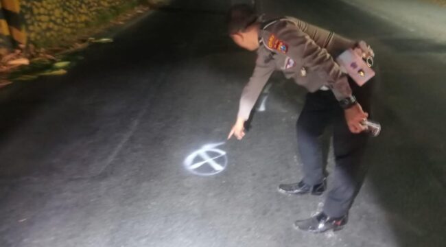 OLAH TKP: Anggota Satlantas Polres Probolinggo saat melakukan olah TKP pasca kecelakaan di jalur pantura. (foto: Istimewa).
