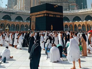 Ilustrasi jamaah haji saat di Mekkah, Arab Saudi.