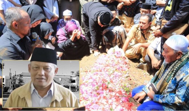 
					MENINGGAL: Prosesi pemakaman HM. Buchori di Pemakaman Kyai Lembung Pilang, Kademangan, Kota Probolinggo. Insert: Foto almarhum semasa hidup. (Foto: Hafiz Rozani)