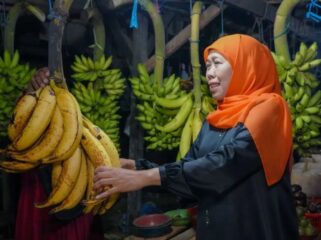 Gubernur Jawa Timur, Khofifah Indar Parawansa, kembali menunjukkan kepeduliannya terhadap masyarakat kecil saat berkunjung ke Pasar Buah Ranuyoso (Istimewa).