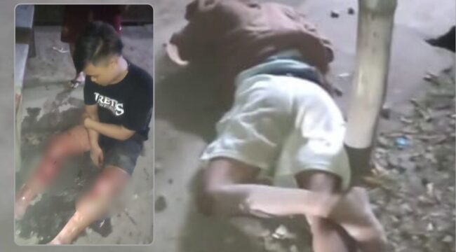 Tangkapan layar video terduga pelaku pengeroyokan usai mengalami kecelakaan di kawasan Warungdowo, Pasuruan.

