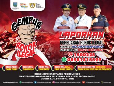 SOSIALISASI: Fliyer kampanye Gempur Rokok Ilegal di Kabupaten Probolinggo. 
