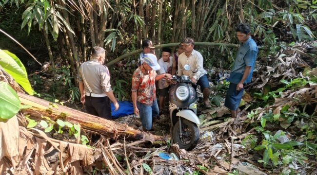 Warga Desa Mlawang, Kecamatan Klakah, Kabupaten Lumajang dihebohkan dengan penemuan jenazah pria yang telah membusuk di bawah jembatan Jalan Raya Nasional Soekarno Hatta (Foto: Asmadi).
