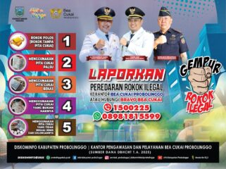 Fliyer kampanye Gempur Rokok Ilegal yang digalakkan Kantor Bea dan Cukai bersama Pemkab Probolinggo. 